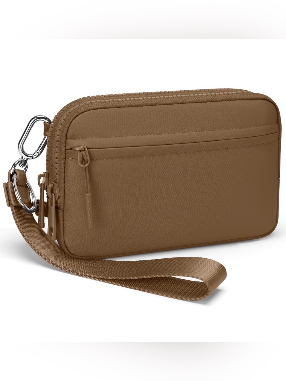 Wristlet wallet for women Nylon Quilted Wallet with 4 Zippers  Color -Brown